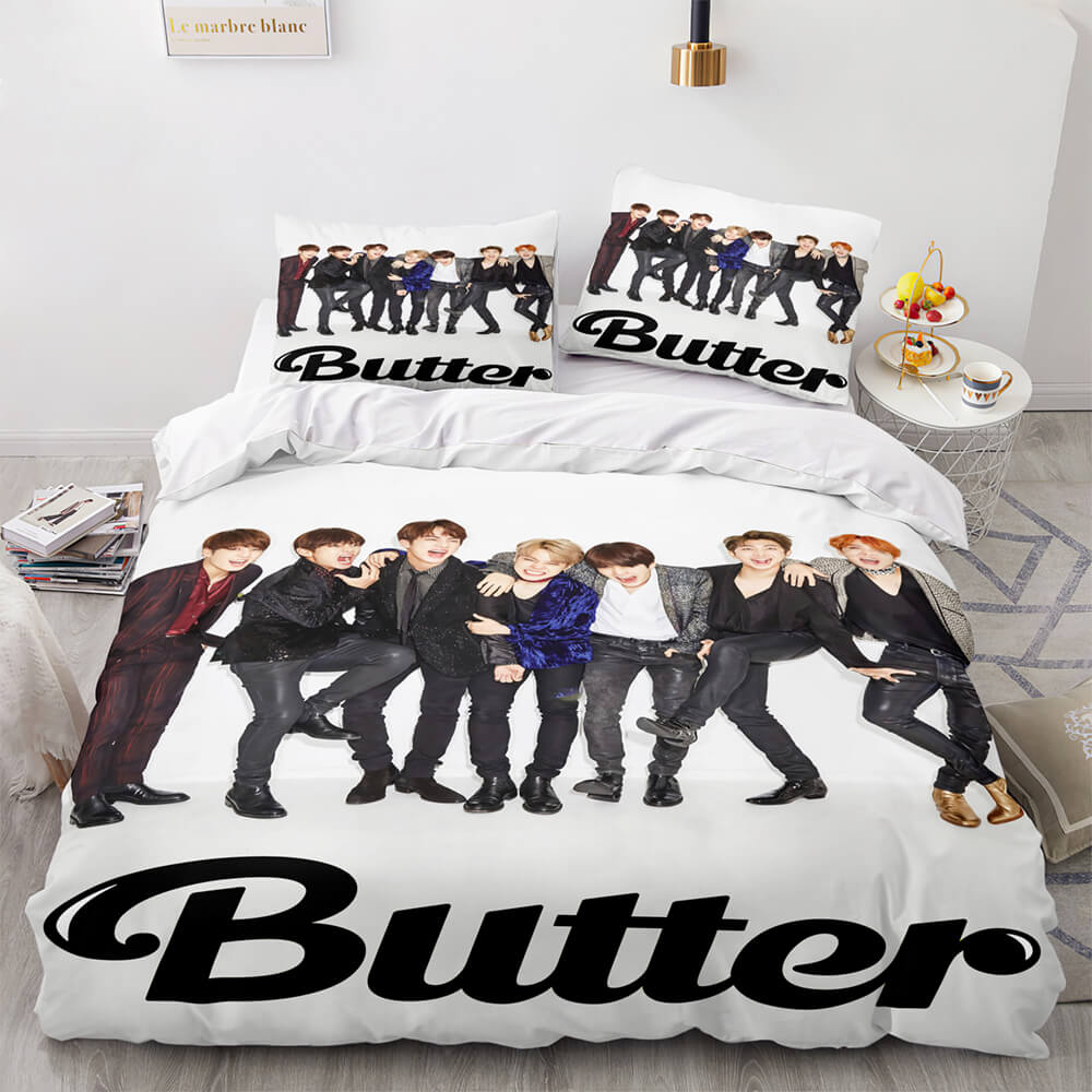 BTS Butter Cosplay Soft Bedding Set Full Duvet Covers Bed Sheets - EBuycos