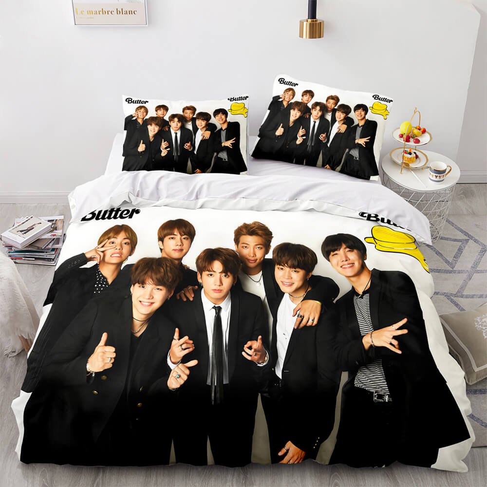 BTS Butter Cosplay Soft Bedding Set Full Duvet Covers Bed Sheets - EBuycos