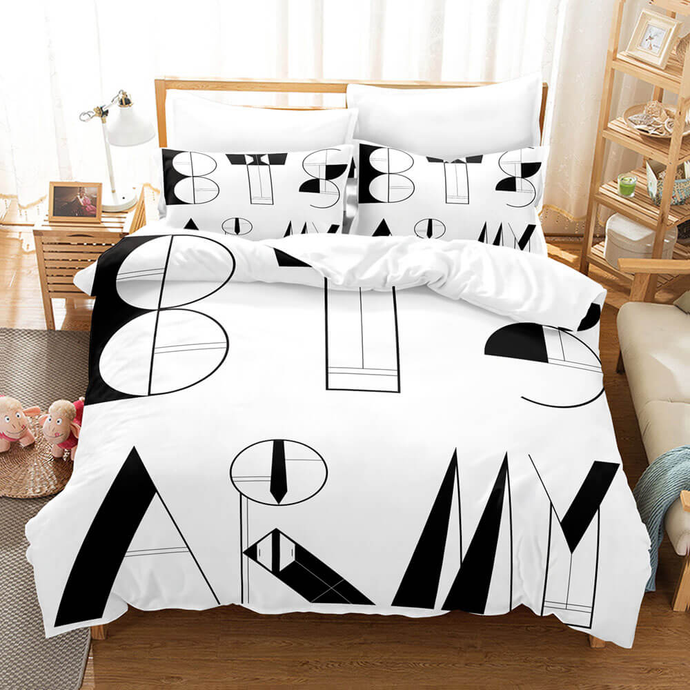 BTS Team Cosplay 3 Piece Bedding Set Duvet Covers Comforter Bed Sheets - EBuycos