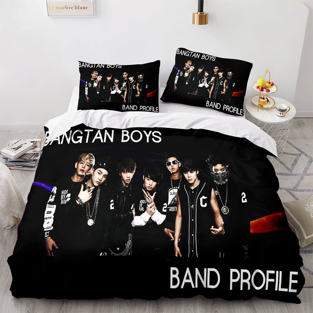 BTS Team Cosplay 3 Piece Bedding Set Duvet Covers Comforter Bed Sheets - EBuycos