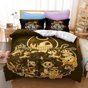 Bendy And The Ink Machine Kids Bedding Set Quilt Duvet Cover Bed Sheets - EBuycos