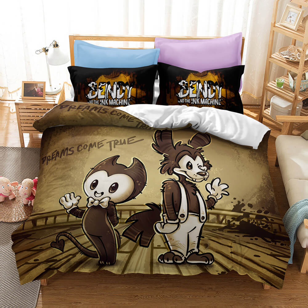 Bendy And The Ink Machine Kids Bedding Set Quilt Duvet Cover Bed Sheets - EBuycos