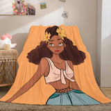 Black African Girl Flannel Blanket Throw Blanket Comforter Bed Sets - EBuycos