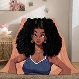 Black African Girl Flannel Blanket Throw Blanket Comforter Bed Sets - EBuycos