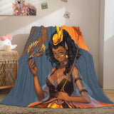 Black African Girl Flannel Blanket Throw Blanket Comforter Bed Sets - EBuycos