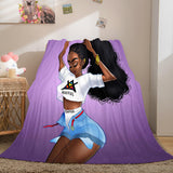 Black African Girl Flannel Blanket Throw Blanket Comforter Bed Sets - EBuycos