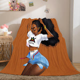 Black African Girl Flannel Blanket Throw Blanket Comforter Bed Sets - EBuycos