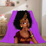 Black African Girl Flannel Blanket Throw Blanket Comforter Bed Sets - EBuycos