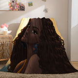 Black African Girl Flannel Blanket Throw Blanket Comforter Bed Sets - EBuycos