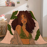 Black African Girl Flannel Blanket Throw Blanket Comforter Bed Sets - EBuycos