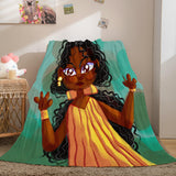 Black African Girl Flannel Blanket Throw Blanket Comforter Bed Sets - EBuycos