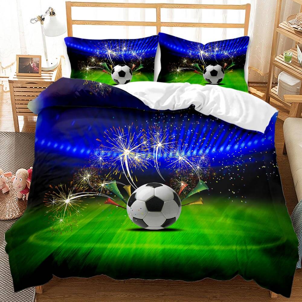 Boys Football Bedding Set Soccer Ball Duvet Cover Quilt Bed Linen Sets - EBuycos
