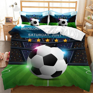 Boys Football Bedding Set Soccer Ball Duvet Cover Quilt Bed Linen Sets - EBuycos
