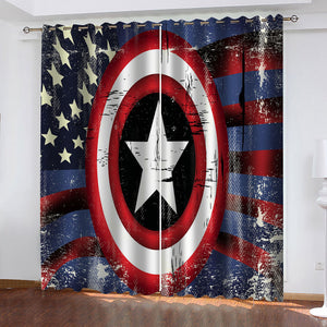 Captain America Curtains Cosplay Blackout Window Drapes Room Decoration - EBuycos
