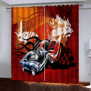Car Model Hot Wheels Pattern Curtains Blackout Window Drapes