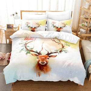 Cartoon Animal Deer Elk Bedding Set Duvet Cover Quilt Bed Sheets Sets - EBuycos