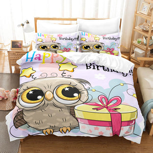 Cartoon Animals Owl Bedding Sets Duvet Covers Quilt Bed Linen Sheets - EBuycos