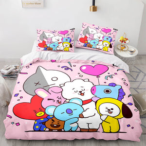 Cartoon BT21 BTS Bedding Set Quilt Duvet Cover Bedding Sets - EBuycos