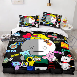 Cartoon BT21 BTS Butter Bedding Set Quilt Duvet Cover Bedding Sets - EBuycos