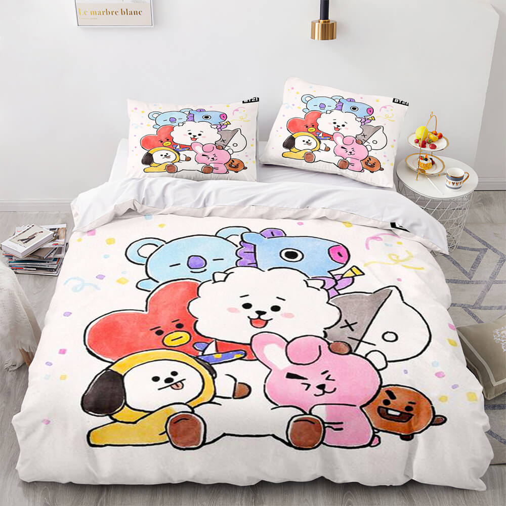 Cartoon BT21 BTS Butter Bedding Set Quilt Duvet Cover Bedding Sets - EBuycos