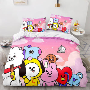 Cartoon BT21 Bedding Set Throw Quilt Duvet Cover Bedding Sets - EBuycos