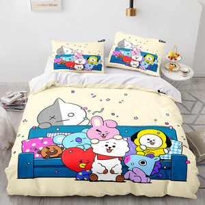 Cartoon BT21 Bedding Set Throw Quilt Duvet Cover Bedding Sets - EBuycos