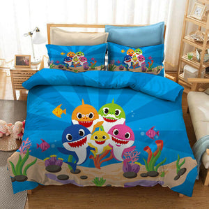 Cartoon Baby Shark Bedding Set Kids Quilt Duvet Covers Bed Sheets Sets - EBuycos