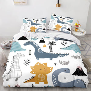 Cartoon Dinosaur Cosplay 3 Piece Bedding Sets Duvet Covers Bed Sheets - EBuycos