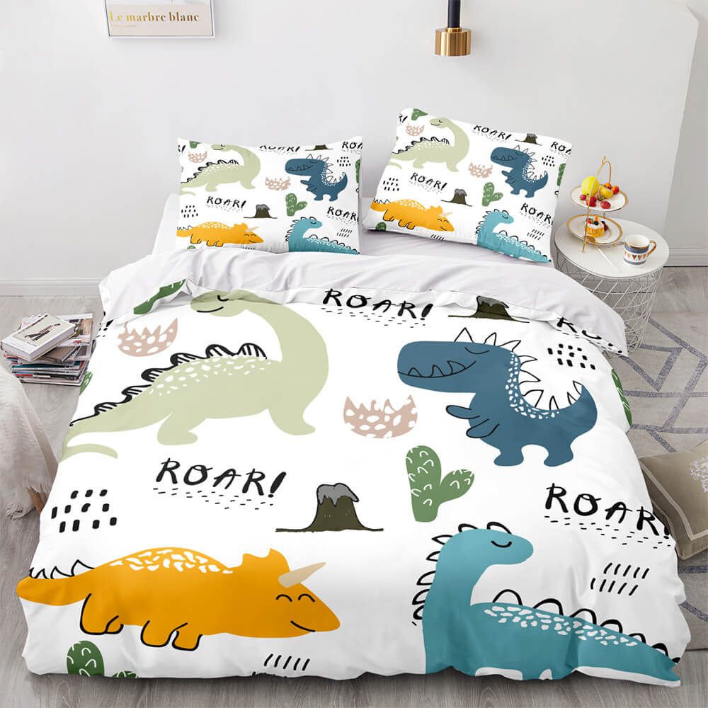 Cartoon Dinosaur Cosplay 3 Piece Bedding Sets Duvet Covers Bed Sheets - EBuycos