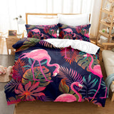 Cartoon Flamingo Bedding Set 3 Piece Duvet Covers Comforter Bed Sheets - EBuycos