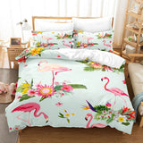 Cartoon Flamingo Bedding Set 3 Piece Duvet Covers Comforter Bed Sheets - EBuycos