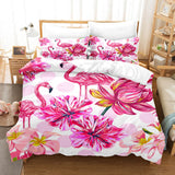 Cartoon Flamingo Bedding Set 3 Piece Duvet Covers Comforter Bed Sheets - EBuycos