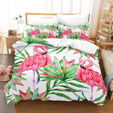 Cartoon Flamingo Bedding Set 3 Piece Duvet Covers Comforter Bed Sheets - EBuycos