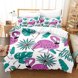 Cartoon Flamingo Bedding Set 3 Piece Duvet Covers Comforter Bed Sheets - EBuycos