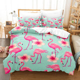 Cartoon Flamingo Bedding Set 3 Piece Duvet Covers Comforter Bed Sheets - EBuycos