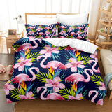 Cartoon Flamingo Bedding Set 3 Piece Duvet Covers Comforter Bed Sheets - EBuycos