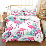 Cartoon Flamingo Bedding Set 3 Piece Duvet Covers Comforter Bed Sheets - EBuycos