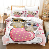 Cartoon Hand Painted Owl Bedding Sets Duvet Covers Quilt Bed Sheets - EBuycos