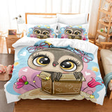 Cartoon Hand Painted Owl Bedding Sets Duvet Covers Quilt Bed Sheets - EBuycos