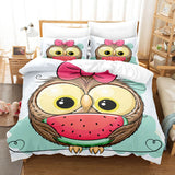 Cartoon Hand Painted Owl Bedding Sets Duvet Covers Quilt Bed Sheets - EBuycos