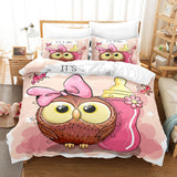 Cartoon Hand Painted Owl Bedding Sets Duvet Covers Quilt Bed Sheets - EBuycos