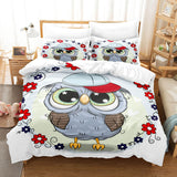 Cartoon Hand Painted Owl Bedding Sets Duvet Covers Quilt Bed Sheets - EBuycos