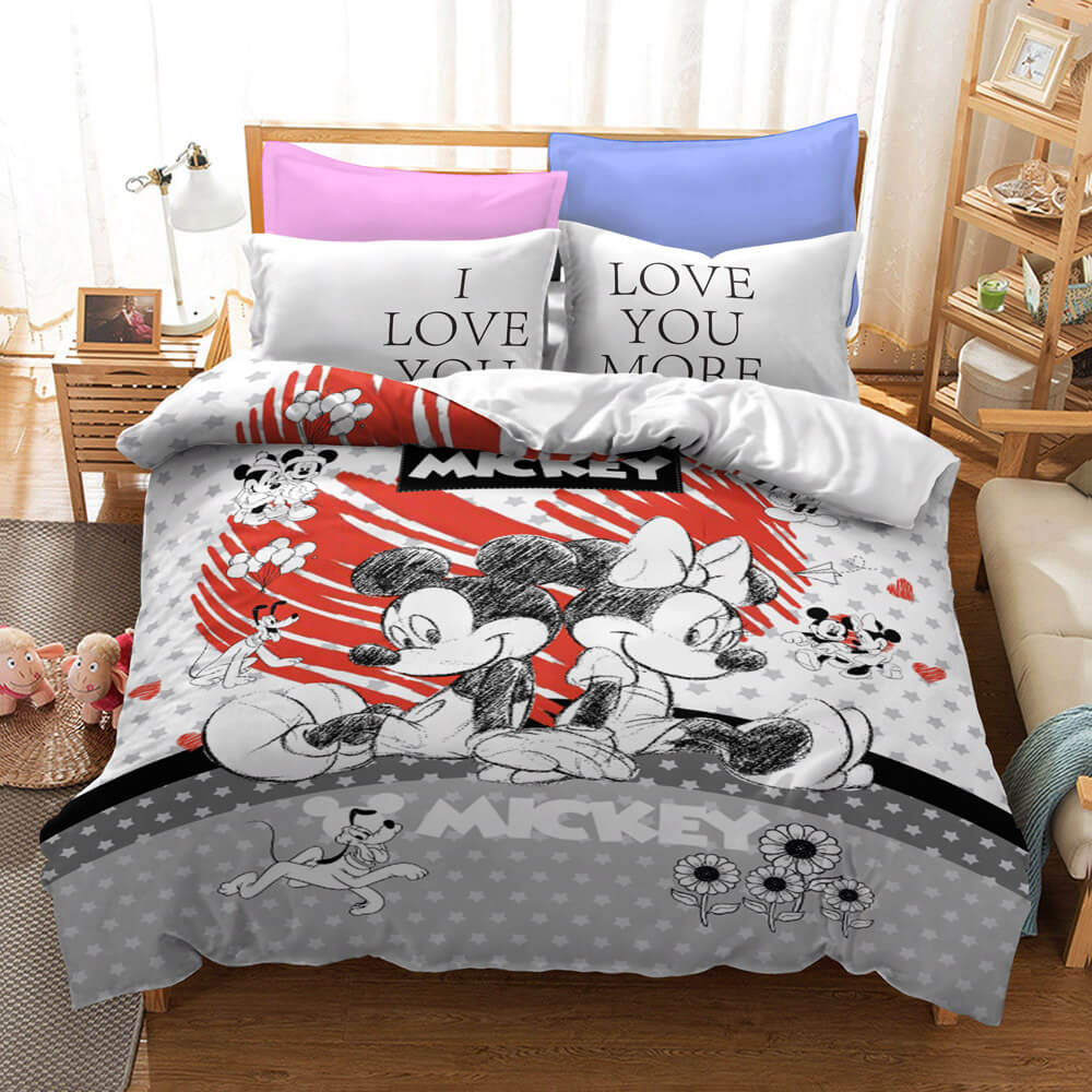 Cartoon Mickey Mouse Bedding Set Duvet Cover Christmas Bed Sheets Sets - EBuycos
