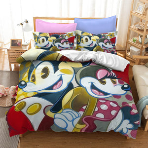 Cartoon Mickey Mouse Bedding Set Duvet Cover Christmas Bed Sheets Sets - EBuycos