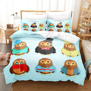 Cartoon Owl Bedding Sets Duvet Covers Comforter Quilt Bed Sheets - EBuycos