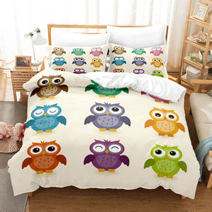 Cartoon Owl Bedding Sets Duvet Covers Comforter Quilt Bed Sheets - EBuycos