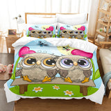 Cartoon Owl Bedding Sets Duvet Covers Quilt Bed Linen Sheets Sets - EBuycos