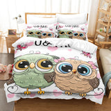 Cartoon Owl Bedding Sets Duvet Covers Quilt Bed Linen Sheets Sets - EBuycos