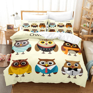 Cartoon Owl Girls Birthday Bedding Sets Duvet Covers Quilt Bed Sheets - EBuycos