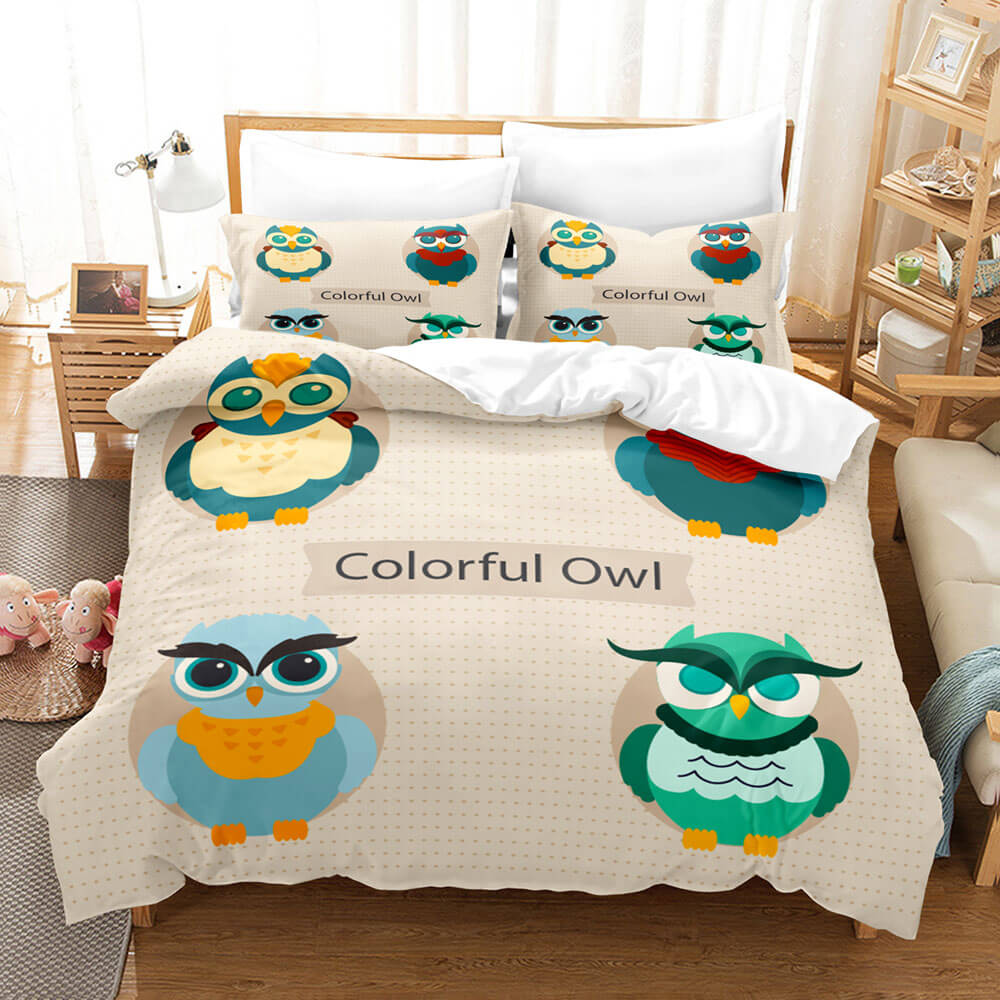 Cartoon Owl Girls Birthday Bedding Sets Duvet Covers Quilt Bed Sheets - EBuycos